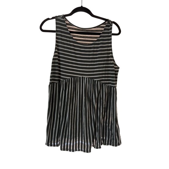 Isabel Maternity By Nordstrom Womens Black & White Striped Sleeveless Flowy Tank - Picture 1 of 4